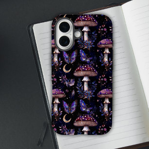 Vlinder Paddenstoel Bloemendonkere Hekserige Patro iPhone 16 Hoesje