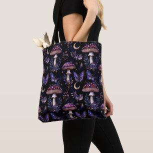 Vlinder Paddenstoel Bloemig Donker Hekserig Hemels Tote Bag