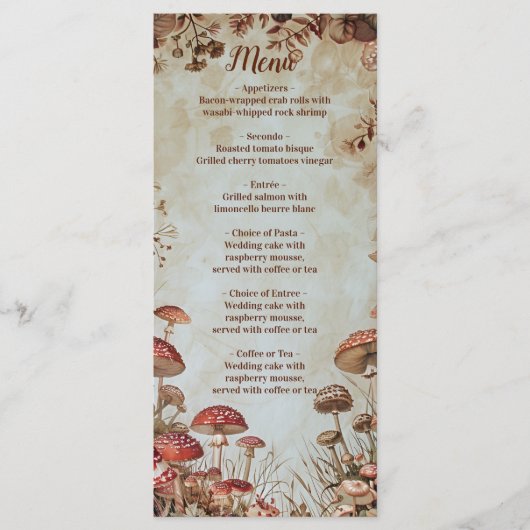 Vlinder Paddenstoel Bos Natuur Menu (Voorkant)