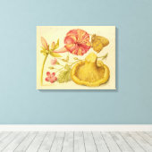 Vlinder Paddestoel Bloem Waterverf Schilderij Canvas Afdruk (Insitu (Houten vloer))