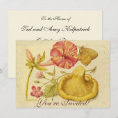 Vlinder Paddestoel Bloem Waterverf Schilderij Kaart (Voorkant / Achterkant)