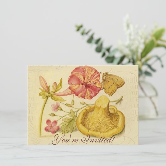 Vlinder Paddestoel Bloem Waterverf Schilderij Kaart (Staand voorkant)