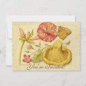 Vlinder Paddestoel Bloem Waterverf Schilderij Kaart (Voorkant)