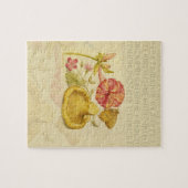 Vlinder Paddestoel Bloem Waterverf Schilderij Legpuzzel (Horizontaal)