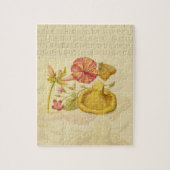 Vlinder Paddestoel Bloem Waterverf Schilderij Legpuzzel (Verticaal)