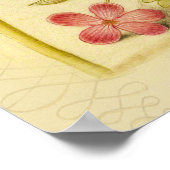 Vlinder Paddestoel Bloem Waterverf Schilderij Poster (Hoek)