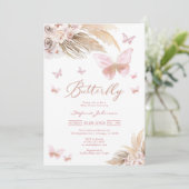 Vlinder Pampas Baby Shower Uitnodiging (Staand voorkant)