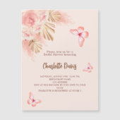 Vlinder pampas gras roze luxe Vrijgezellenfeest Magnetische Uitnodiging (Voorkant)