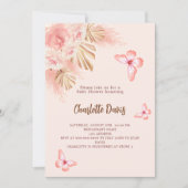 Vlinder pampas gras roze meisje Baby shower Kaart (Voorkant)