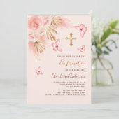 Vlinder pampas gras roze rose goud Bevestiging Kaart (Staand voorkant)