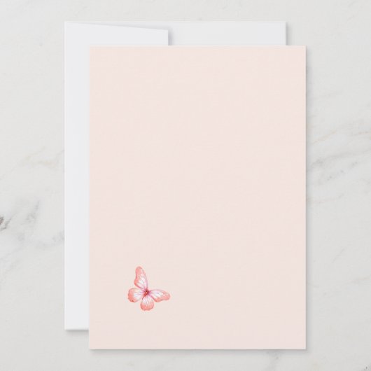 Vlinder pampas gras roze rose goud verjaardag kaart (Achterkant)