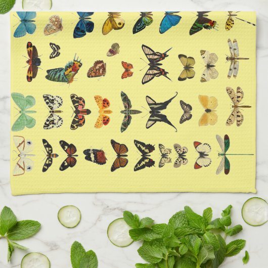 vlinder Papillon oude illustratie Theedoek (Gevouwen)