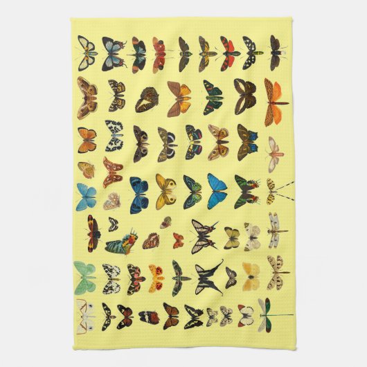  vlinder Papillon oude illustratie Theedoek (Verticaal)