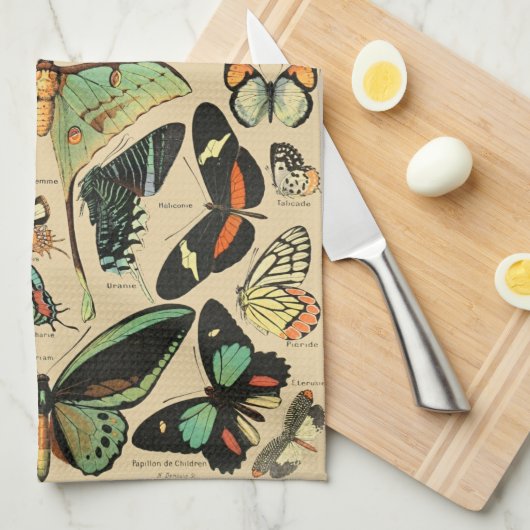  vlinder Papillon oude illustratie Theedoek (Quarter Fold)