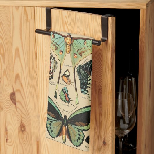 vlinder Papillon oude illustratie Theedoek (Derde Gevouwen)