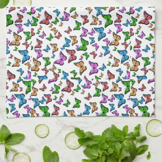  vlinder Papillon oude illustratie Theedoek (Gevouwen)