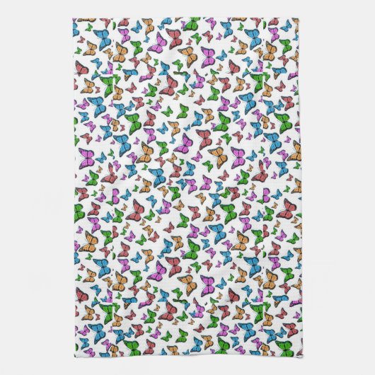  vlinder Papillon oude illustratie Theedoek (Verticaal)