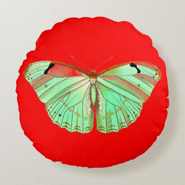 Vlinder Papillon rond kussen (Voorkant)