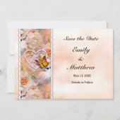 Vlinder Parel Hart Bloemen Sereniteit Rozen Save The Date (Voorkant)