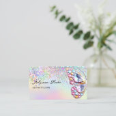 vlinder pareltjes faux pastel glitter visitekaartje (Staand voorkant)
