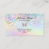 vlinder pareltjes faux pastel glitter visitekaartje (Achterkant)
