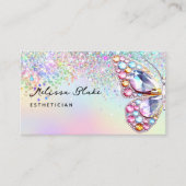 vlinder pareltjes faux pastel glitter visitekaartje (Voorkant)