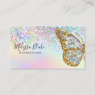vlinder pastel glitter visitekaartje
