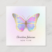 Vlinder pastel kleuren logo vierkante visitekaartje (Voorkant)