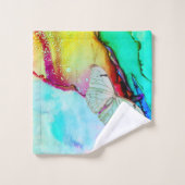 Vlinder Pastels Abstract Modern Neon Ink Bad Handdoek (Wasdoekje)
