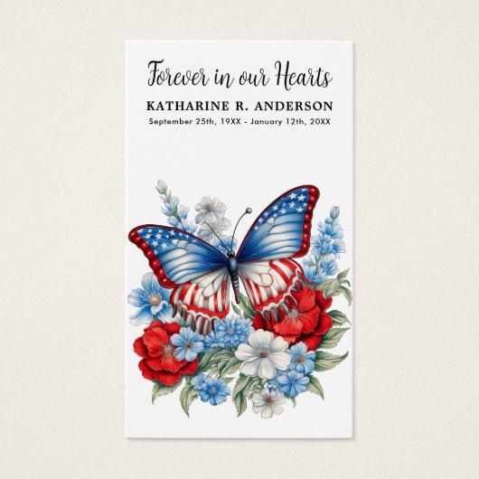 Vlinder Patriottisch Bloemen Begrafenis Kaart (Voorkant)