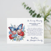 Vlinder Patriottische Sympathie Memorial begrafeni Bedankkaart (Staand voorkant)