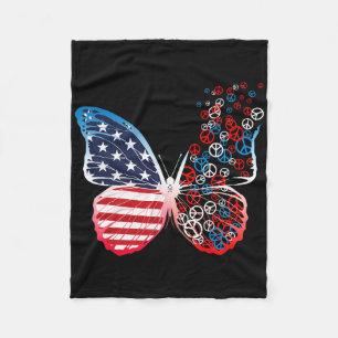 Vlinder Patriottische Vredestekens 4 juli Amerikaa Fleece Deken