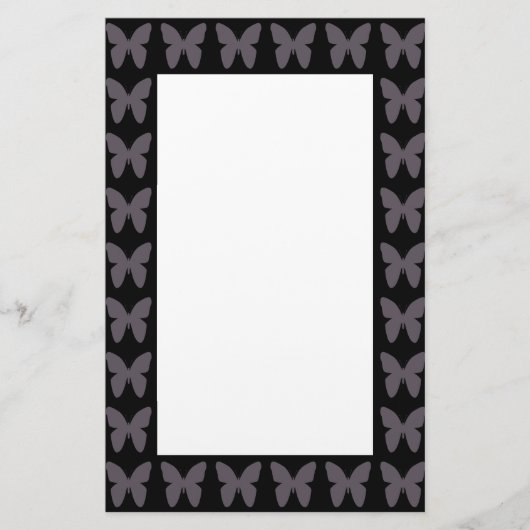 Vlinder patronen vlinders in zwart-wit briefpapier (Voorkant)