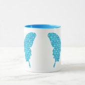 Vlinder, patroon in blauw, turquoise, wit mok (Midden)