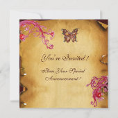 VLINDER PERKAMENT Huwelijksfototemplate Kaart (Achterkant)