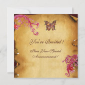 VLINDER PERKAMENT Trouwfoto Sjabloon Kaart (Achterkant)