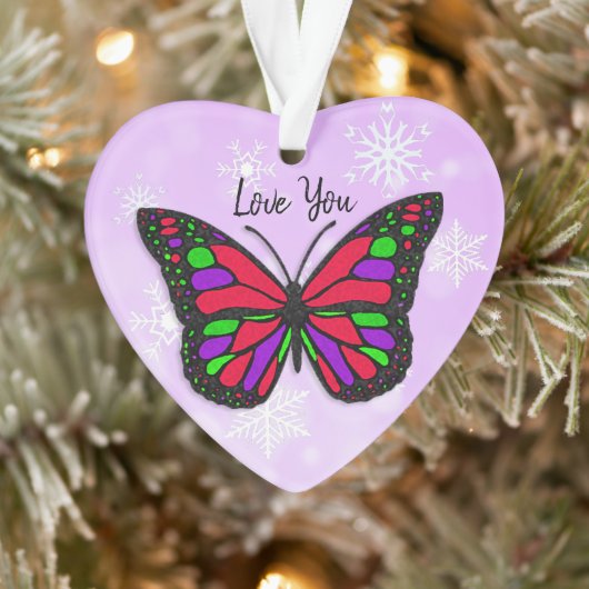 Vlinder Persoonlijk Bericht Kerst Cadeau Ornament (Boom)