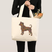 Vlinder Pester Silhouet Kunst | Pitbull Hond Mama  Grote Tote Bag (Voorkant (product))
