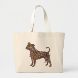 Vlinder Pester Silhouet Kunst | Pitbull Hond Mama  Grote Tote Bag