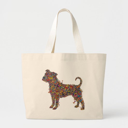 Vlinder Pester Silhouet Kunst | Pitbull Hond Mama  Grote Tote Bag (Voorkant)