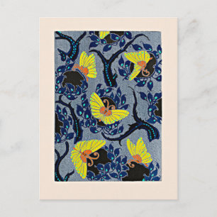 Vlinder Pochoir, art nouveau patroon, Briefkaart