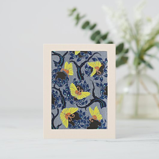 Vlinder Pochoir, art nouveau patroon, Briefkaart (Staand voorkant)