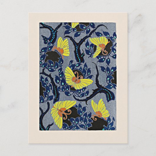 Vlinder Pochoir, art nouveau patroon, Briefkaart (Voorkant)