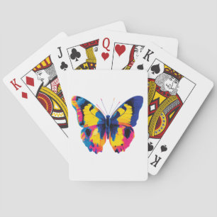Vlinder Portret Illustratie Waterverf Print Pokerkaarten