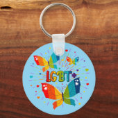 Vlinder Pride Liefde is Liefde LGBT Bewustzijn Sleutelhanger (Voorkant)