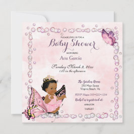 Vlinder Prinses Baby Meisje Uitnodiging