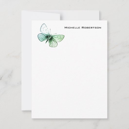 Vlinder Professioneel Minimalistisch Gewoon Modern Notitiekaartje (Voorkant)