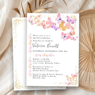 Vlinder Quinceanera en Mis 15de Verjaardagsmis Kaart
