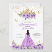 vlinder Quinceañera Paarse Waterverf bloemen in Kaart (Voorkant)