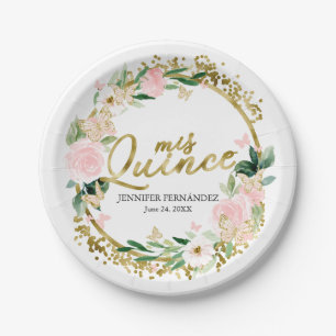 Vlinder Quinceanera Papieren Borden Blozend Bloemm Bordje